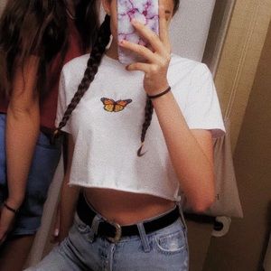 brandy melville butterfly cropped t-shirt
